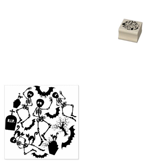 Halloween Skeletons Macabre Dance Rubberstempel (Gestempeld)