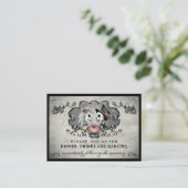 Halloween Skeletten & Heart Black Grey Reception Informatiekaartje (Staand voorkant)