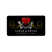 Halloween Skeletten met Hart Bruiloft Label (Voorkant)