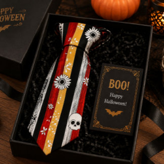 Halloween skeletten Rood Zwart Griezelen Gothisch Stropdas