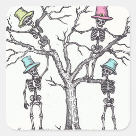 Halloween skeletten vierkante sticker