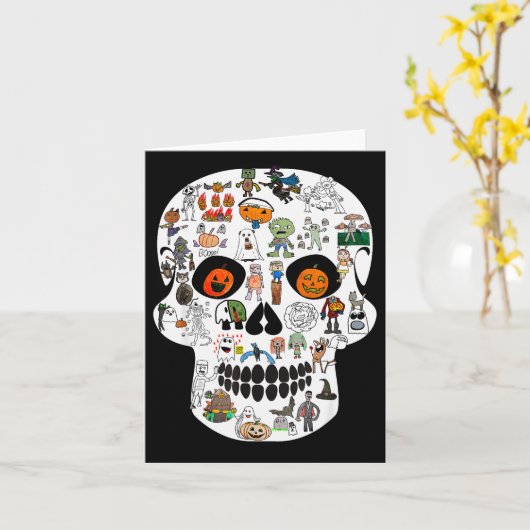 Halloween Skull 2025 Kaart (Gele Bloem)