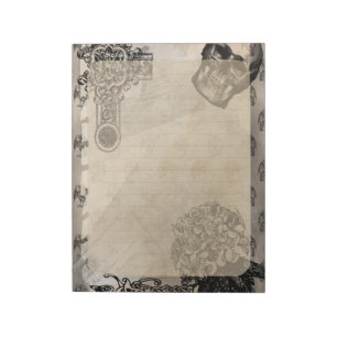 Halloween Skull and Black Hydrangea Flower Notitieblok