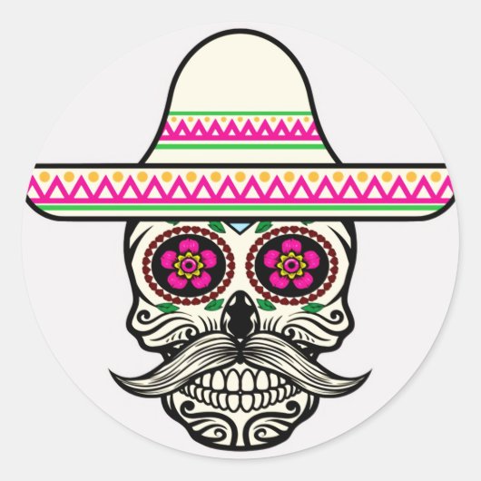 Halloween Skull Classic Round Sticker (Devant)