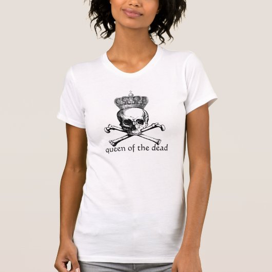 Halloween  skull & crossbones koningin dood t-shirt (Voorkant)