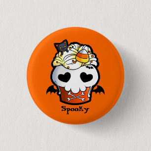 Halloween Skull Cupcake Ronde Button 3,2 Cm