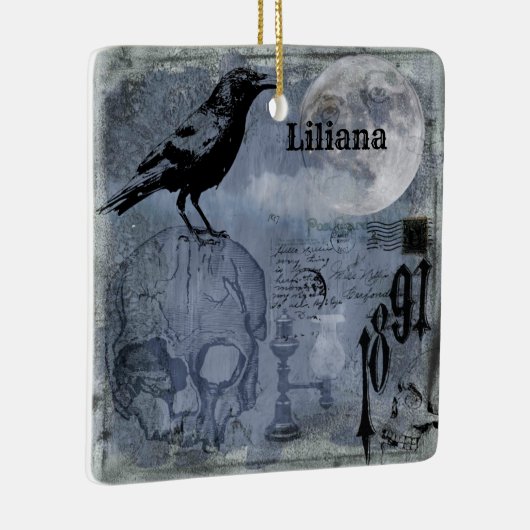  Halloween Skull en Crow Customize Keramisch Ornament (Rechts)