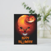 Halloween Skull en Pumpkin Briefkaart