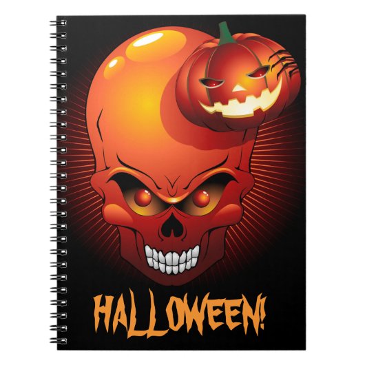Halloween Skull en Pumpkin Notitieboek (Voorkant)