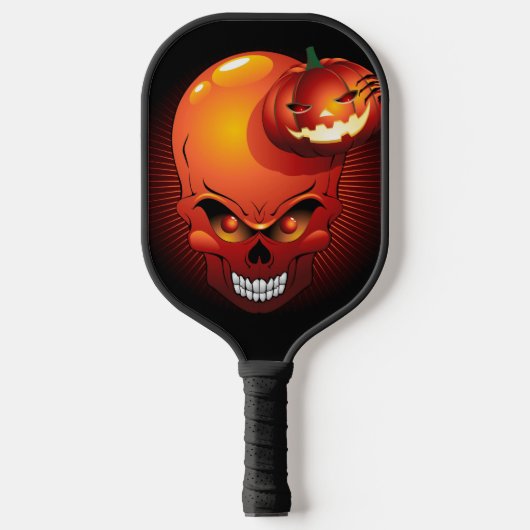 Halloween Skull en Pumpkin Pickleball Paddle (Voorkant)