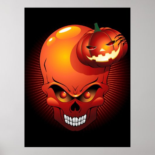 Halloween Skull en Pumpkin Poster (Voorkant)