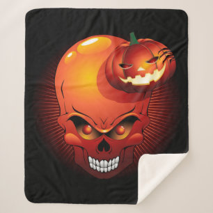 Halloween Skull en Pumpkin Sherpa Deken