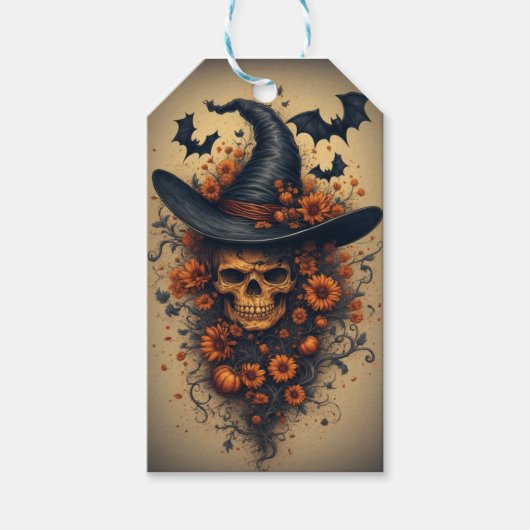 Halloween Skull Hat Cadeaulabel (Voorkant)