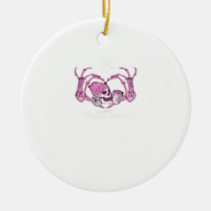 Halloween Skull Heart Hands Skeleton Beanie Design Keramisch Ornament