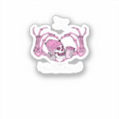 Halloween Skull Heart Hands Skeleton Beanie Design Sticker (Voorkant)