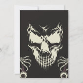 Halloween Skull Invitation Zwart Wit Kaart (Achterkant)
