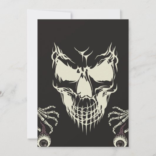 Halloween Skull Invitation Zwart Wit Kaart (Achterkant)