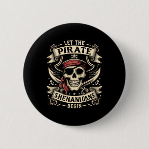 Halloween Skull laat de piraten Shenanigans beginn Ronde Button 5,7 Cm