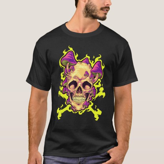 Halloween Skull paddenstoelen Gothic Esoteric Occu T-shirt (Voorkant)