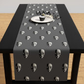 Halloween Skull Pattern Grey Spooky Table Runner Korte Tafelloper