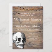 Halloween Skull Rustic Wedding Rehearsal Dinner Kaart (Voorkant)