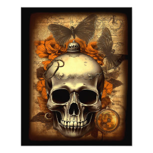 Halloween Skull shabby Spooky Decoupage Foto Afdruk