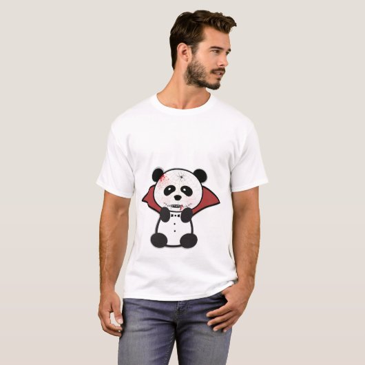 Halloween Skull Vampire Panda Tshirt (Voorkant volledig)