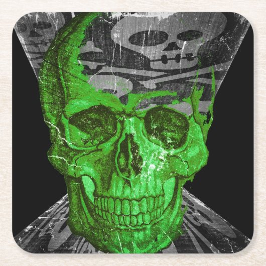 Halloween Skull Vierkante Kartonnen Onderzetter (Voorkant)