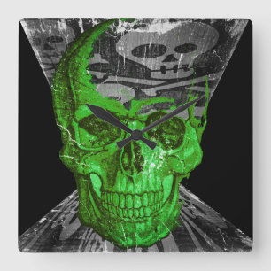 Halloween Skull Vierkante Klok