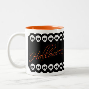 Halloween Skulls Black White en Oranje Mok