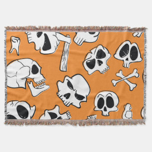 Halloween Skulls Botten Doodle Pattern Deken