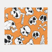 Halloween Skulls Botten Doodle Pattern Fleece Deken (Voorkant (Horizontaal))