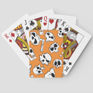 Halloween Skulls Botten Doodle Pattern Pokerkaarten
