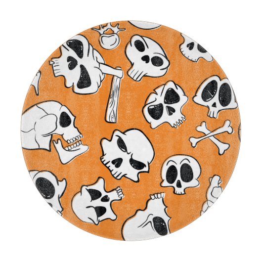 Halloween Skulls Botten Doodle Pattern Snijplank (Voorkant)