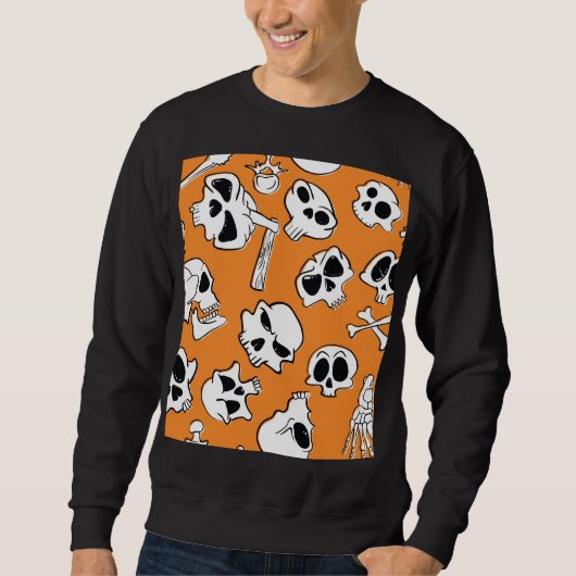 Halloween Skulls Botten Doodle Pattern Trui (Voorkant)