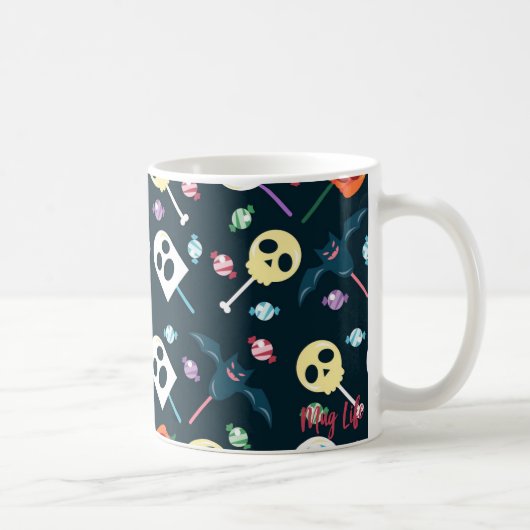 Halloween Skulls & Ghosts Snoep Pattern Mok (Rechts)