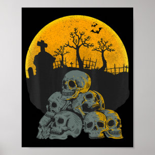 Halloween Skulls Head Moon Skeleton Costume Kinder Poster