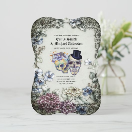 Halloween Skulls Invitations de la fête tendance A (Debout devant)