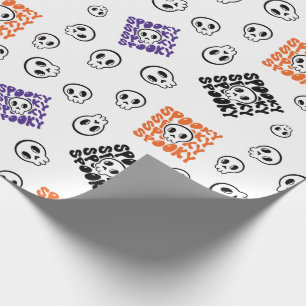 Halloween Skulls Naadloze Verpakkingspapier Ontwer Cadeaupapier
