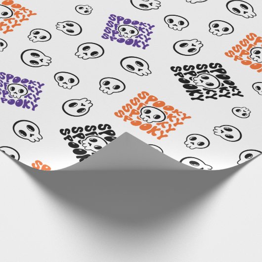 Halloween Skulls Naadloze Verpakkingspapier Ontwer Cadeaupapier (Hoek)