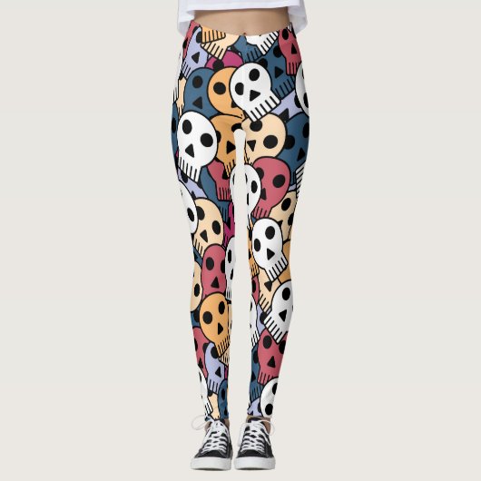 Halloween Skulls Pattern Leggings (Voorkant)