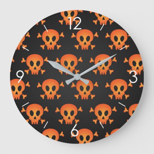 Halloween Skull's Square Wall Clock Grote Klok (Voorkant)