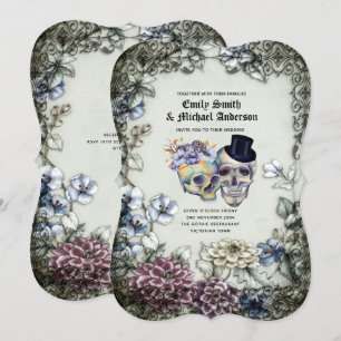 Halloween Skulls Trendy Party nodigt Waterverf uit Kaart