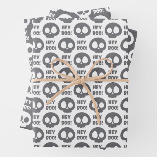 Halloween Skulls Wrapper Papier Plat Set de 3 (En situation)