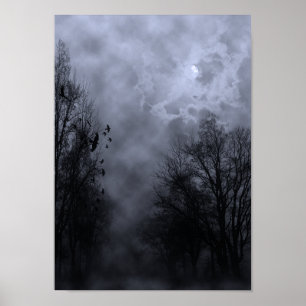 Halloween Sky met Ravens Blue Mist Poster