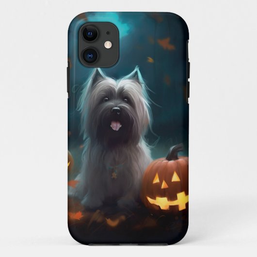 Halloween Skye Terrier met pomkins Scary Case-Mate iPhone Case (Achterkant)