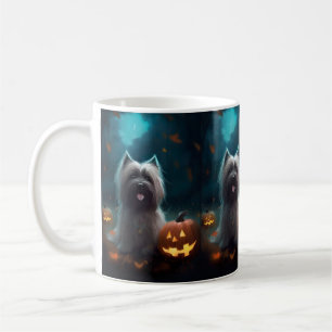 Halloween Skye Terrier met pomkins Scary Koffiemok