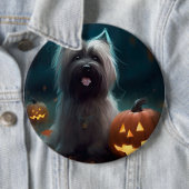 Halloween Skye Terrier met pomkins Scary Ronde Button 6,0 Cm (In situ)