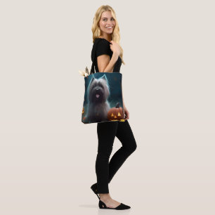 Halloween Skye Terrier Met Pompoenen Eng Draagtas