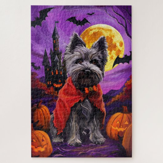 Halloween Skye Terrier Vampire Pumpkins eng Legpuzzel (Verticaal)